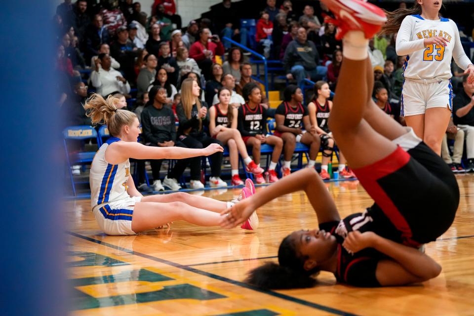 Newport Central Catholic Thoroughbreds guard Caroline Eaglin, left, will continue her career at Northern Kentucky University next season.