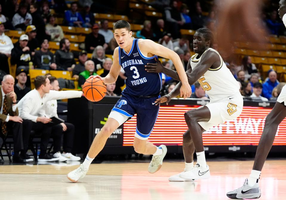 BYU freshman guard Egor Demin (3) averages 11.3 points and a team-high 5.4 assists for the Cougars.